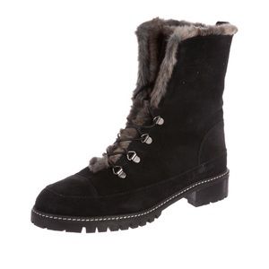Stuart Weitzman Luge suede and faux fur boots